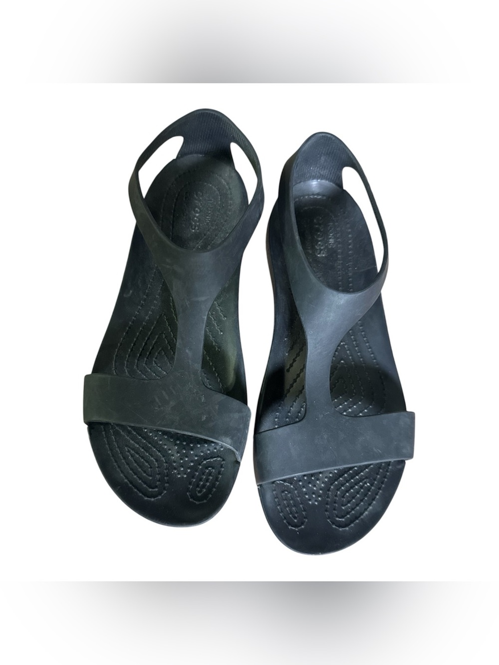 Crocs Serena Sandals Women’s 7 Black T Strap Slingback Comfort Flats